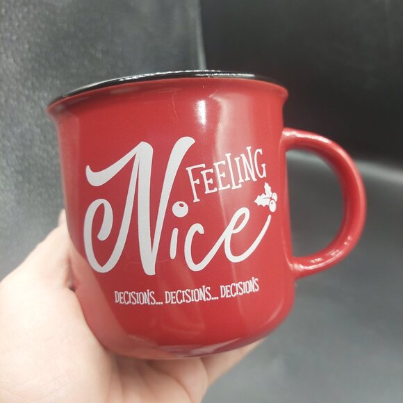 NIB 2 VERANDA MARKET Christmas Holiday NAUGHTY OR NICE 12oz MUGS Cups - Picture 2 of 6